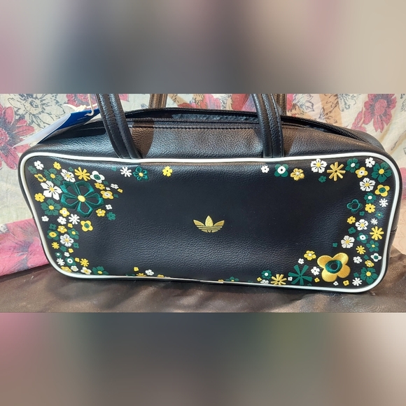 adidas Black Floral Appliqué Tote with Yellow & Green Accents - Picture 9 of 9